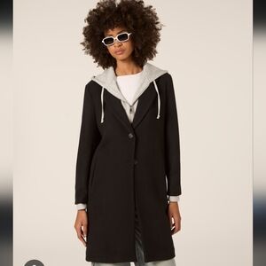 New! Jason Wu Black Longline Jacket With Hood Size Mediun